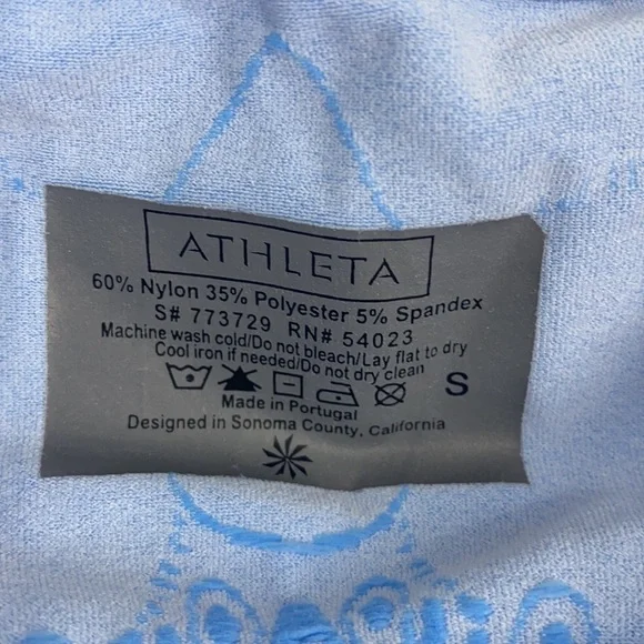 Athleta Women's Blue & White Print Seamless Long Sleeve Athletic Shirt Small - Picture 7 of 8